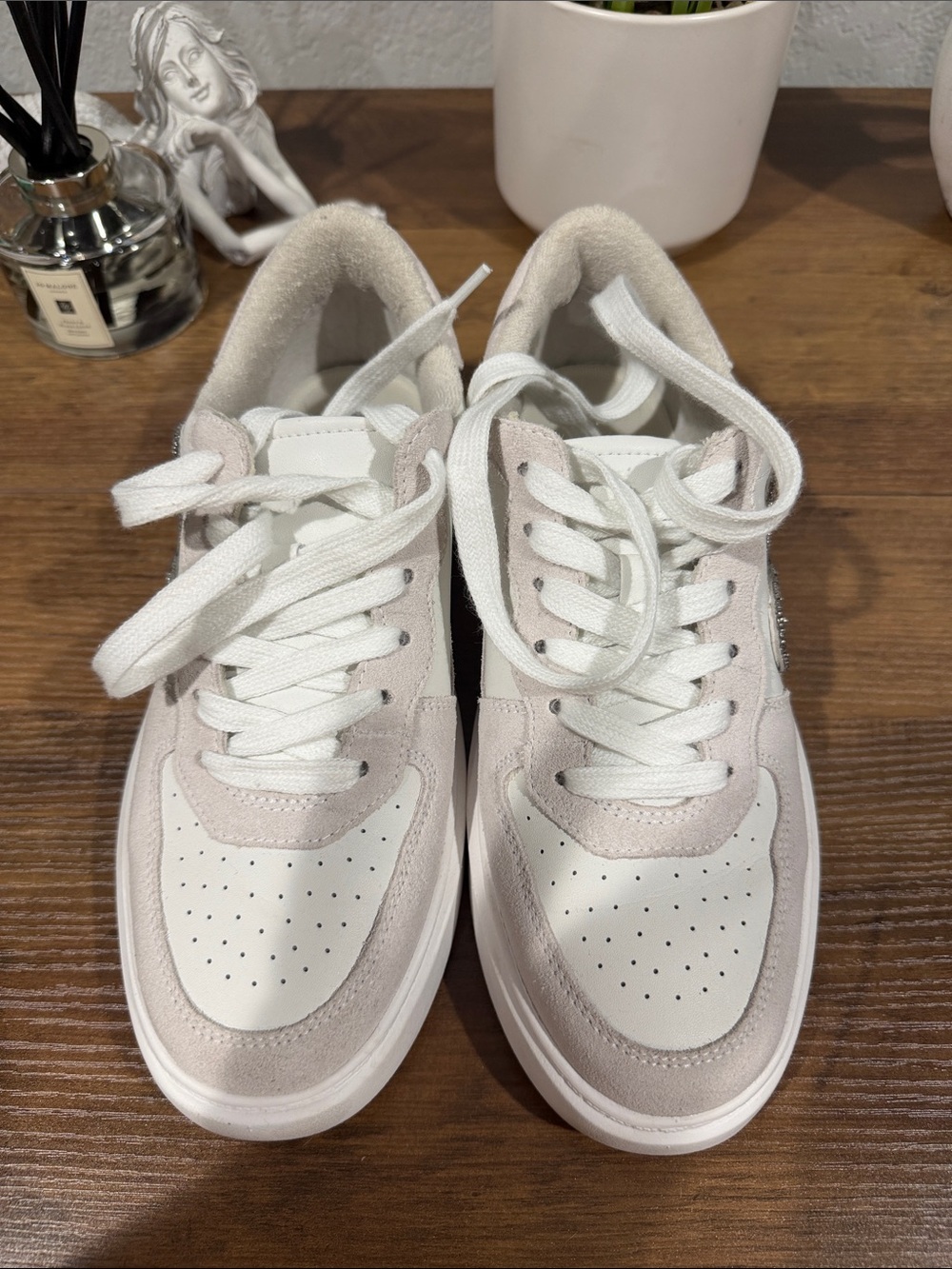 Gianni Bini White and grey Lace-Up Sneakers